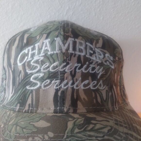 Deadstock Vintage Chambers Security Services Bodyguard Camouflage Snap Back Hat - Picture 2 of 8